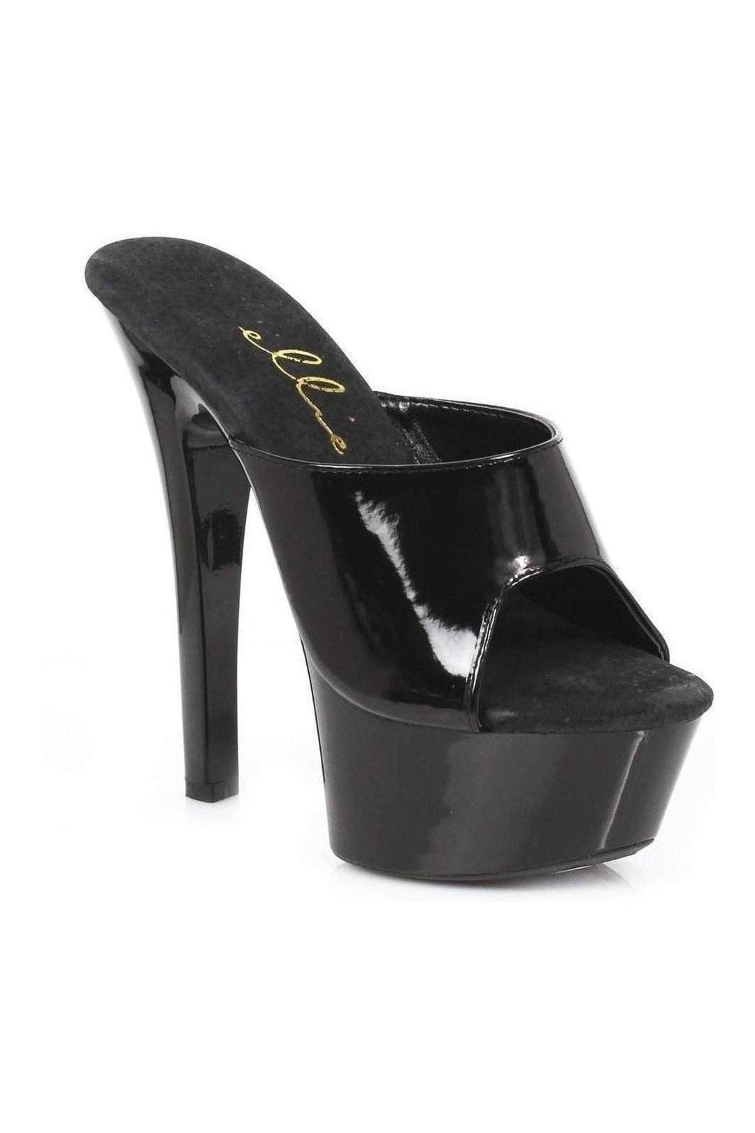 601-VANITY Platform Slide | Black Patent-Ellie Shoes-Black-Slides-SEXYSHOES.COM