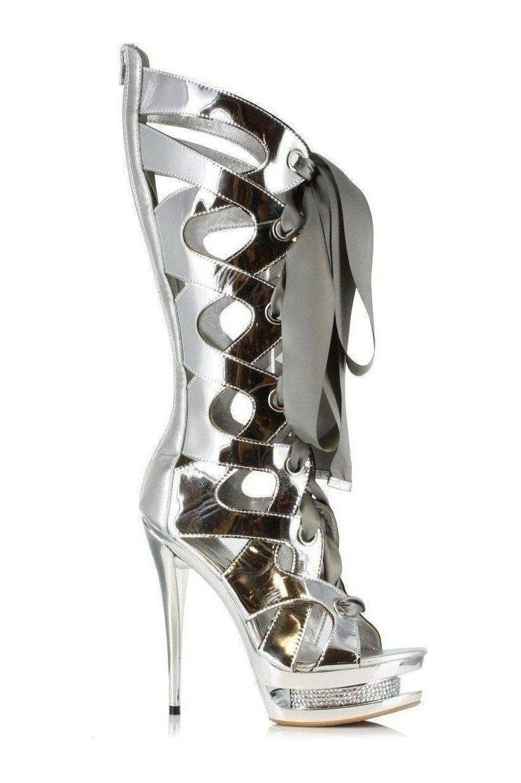 603-TEAGAN Boot | Silver Faux Leather-Ellie Shoes-SEXYSHOES.COM