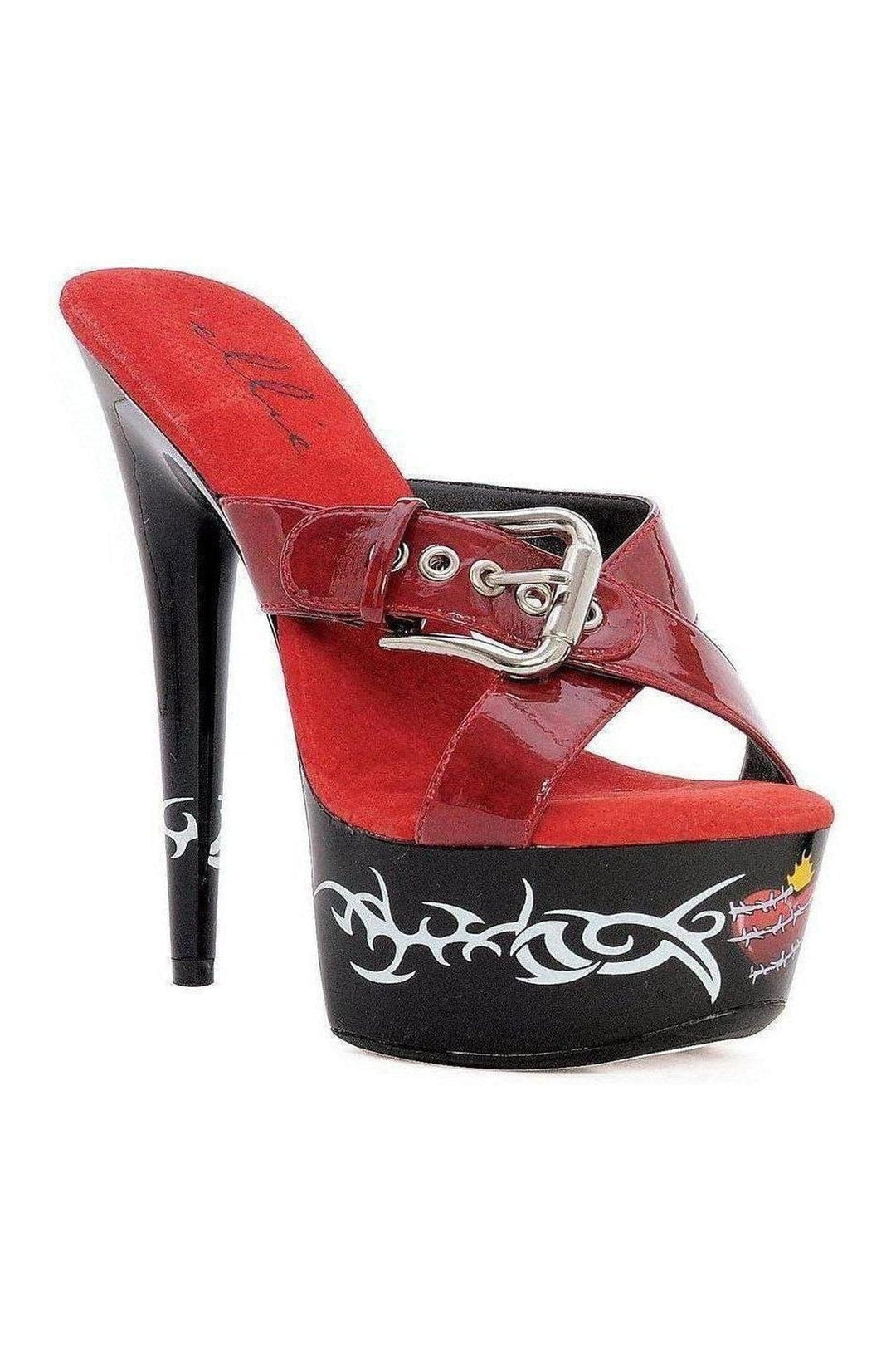608-BARB Slide | Red Faux Leather-Ellie Shoes-SEXYSHOES.COM