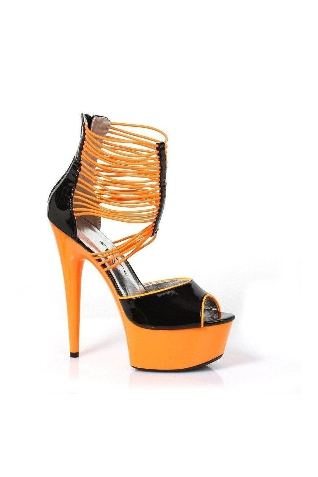 Ellie Shoes 609 ADORE Platform Sandal in Orange Patent from SexyShoes.com