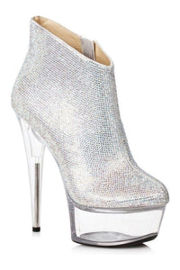 Ellie Shoes 609 ANDI Stripper Bootie in Silver Faux Leather from SexyShoes.com