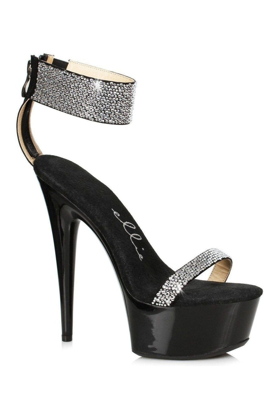 609-ANIKA Stripper Sandal | Black Faux Leather-Ellie Shoes-SEXYSHOES.COM