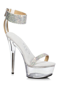 Ellie Shoes 609 ANIKA Stripper Sandal in Silver Faux Leather from SexyShoes.com