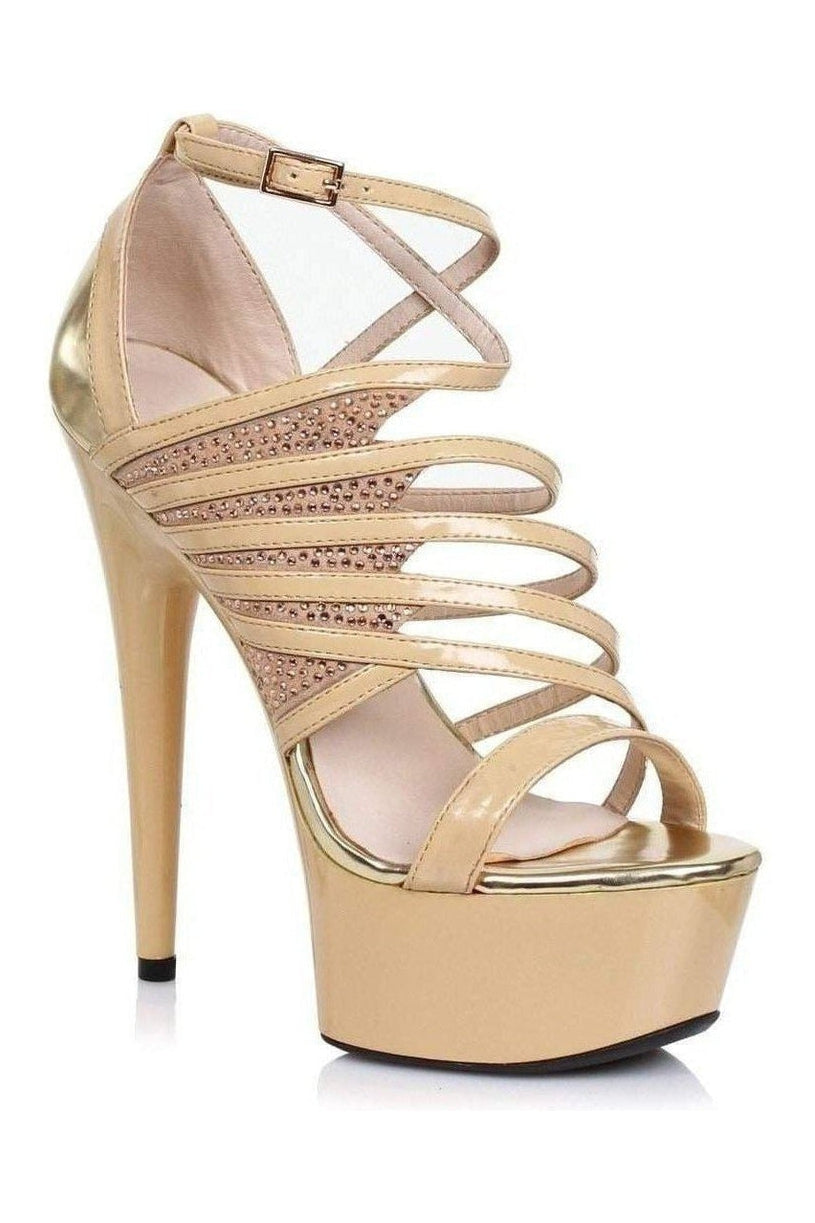 Ellie Shoes 609 AURORE Platform Sandal in Nude Patent from SexyShoes.com