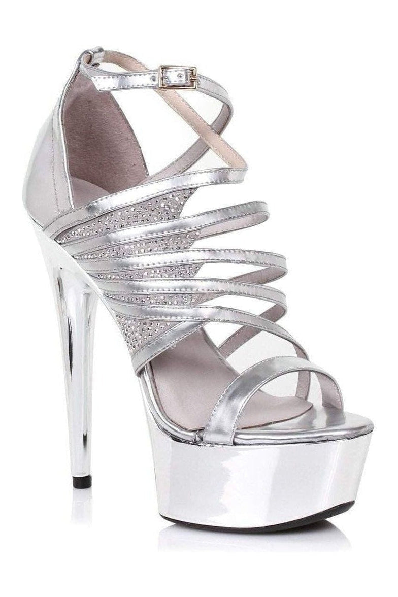Ellie Shoes 609 AURORE Platform Sandal in Silver Faux Leather from SexyShoes.com