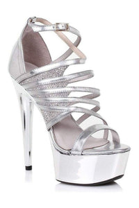 Ellie Shoes 609 AURORE Platform Sandal in Silver Faux Leather from SexyShoes.com