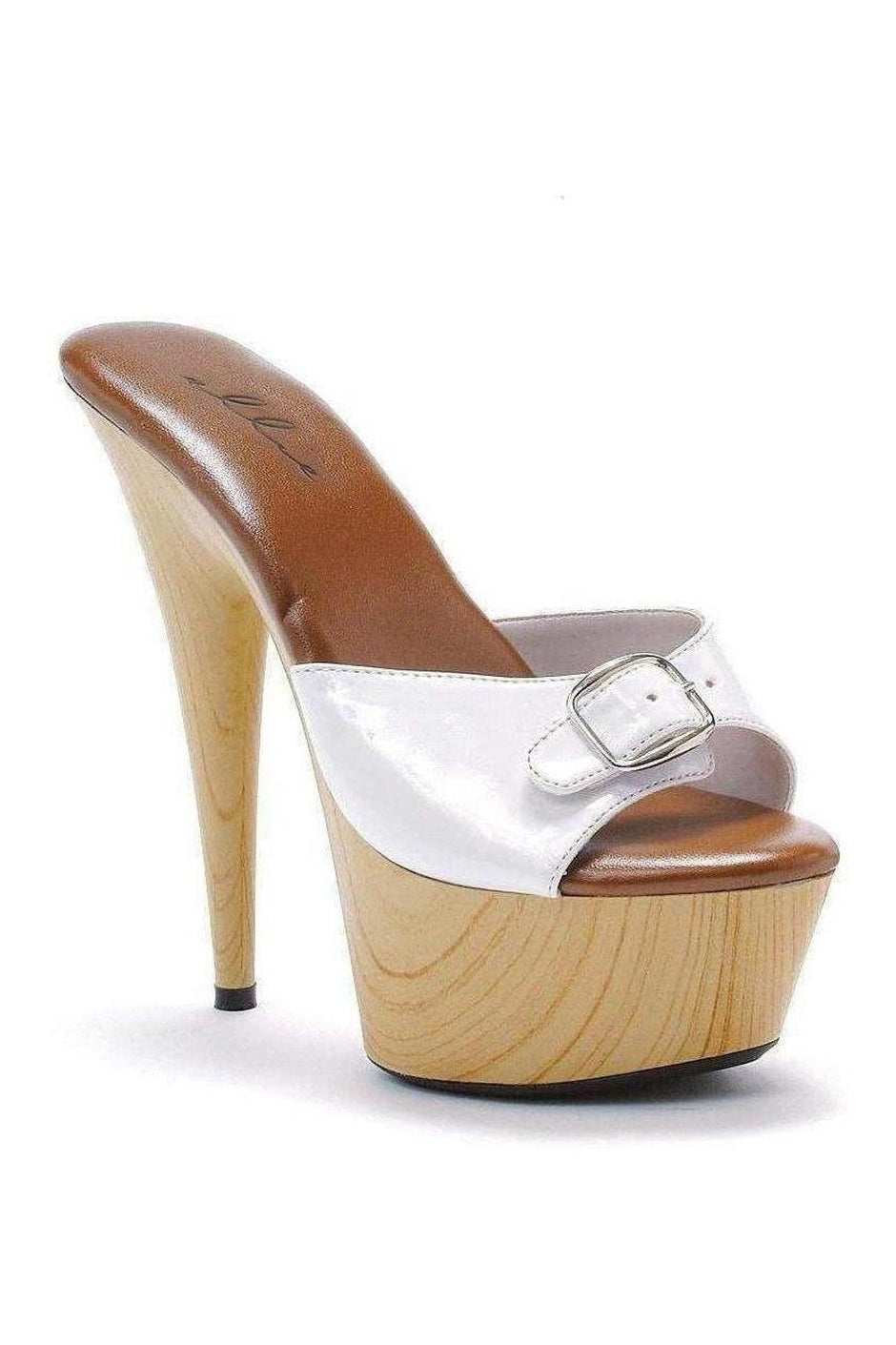 609-BARBARA Platform Slide | White Patent-Ellie Shoes-White-Slides-SEXYSHOES.COM