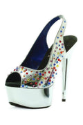 609-BEDAZZLED Platform Sandal | Silver Faux Leather