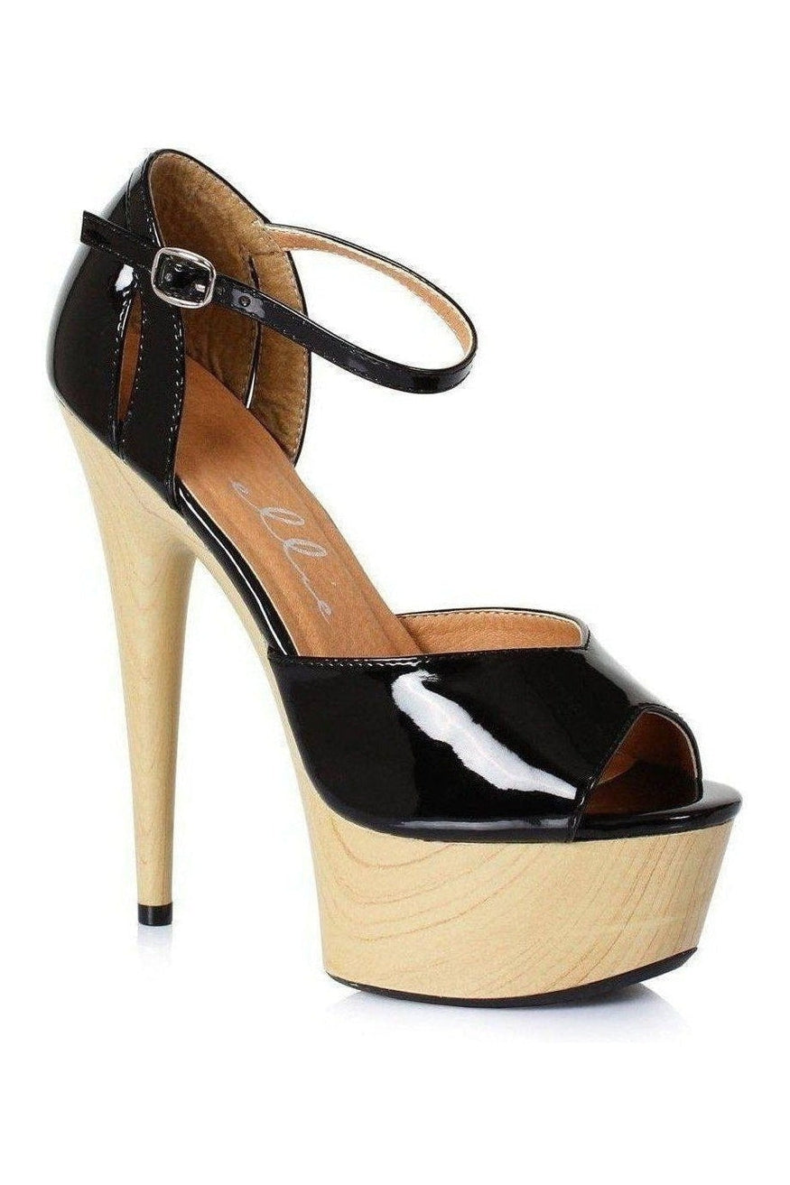 609-BILLIE Platform Sandal | Black Patent-Ellie Shoes-SEXYSHOES.COM