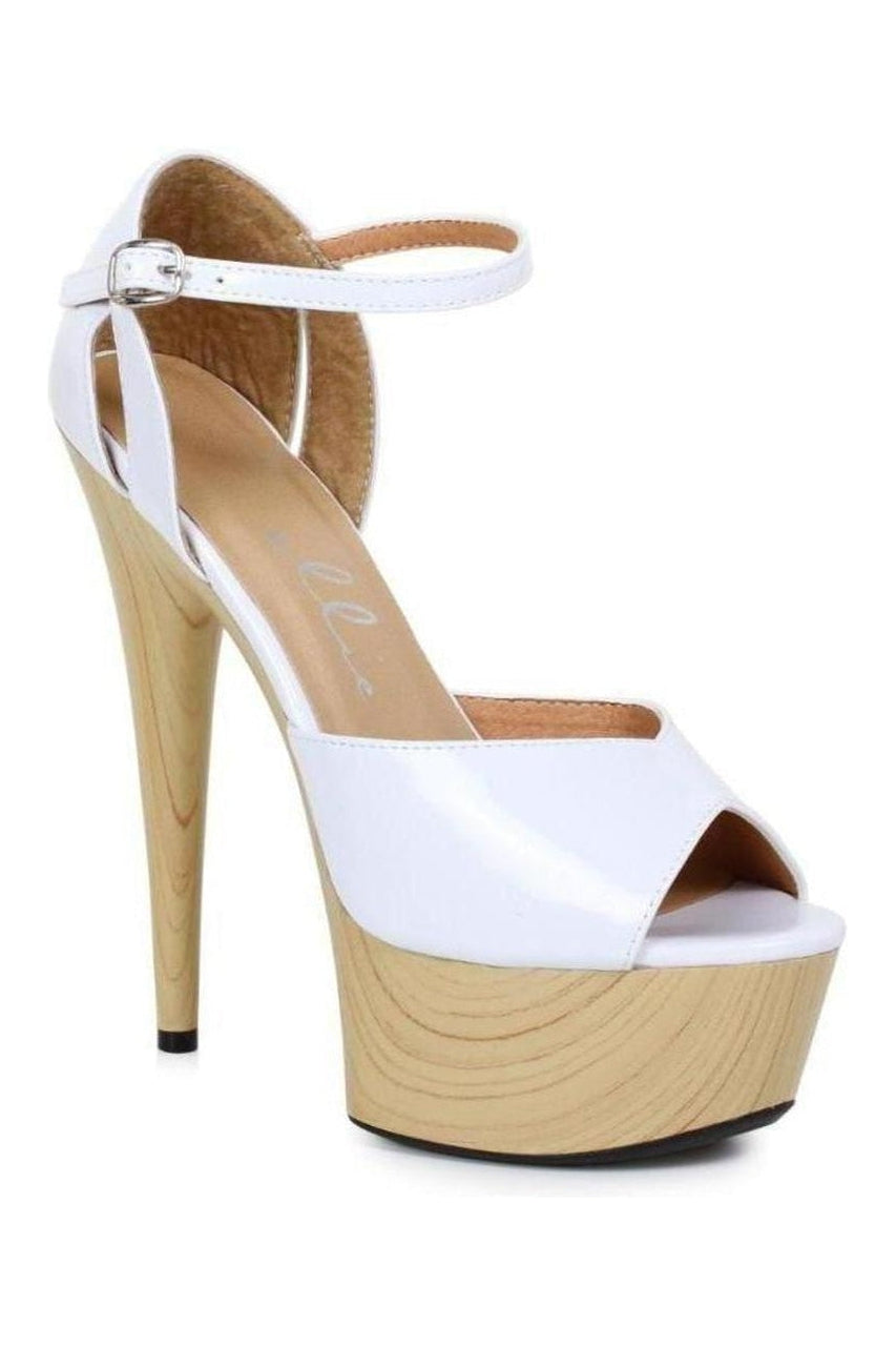 609-BILLIE Platform Sandal | White Patent-Ellie Shoes-SEXYSHOES.COM