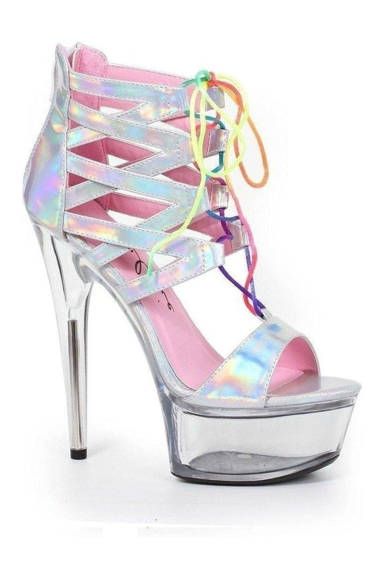 609-CAPRICE Platform Sandal | Silver Halogram-Ellie Shoes-SEXYSHOES.COM