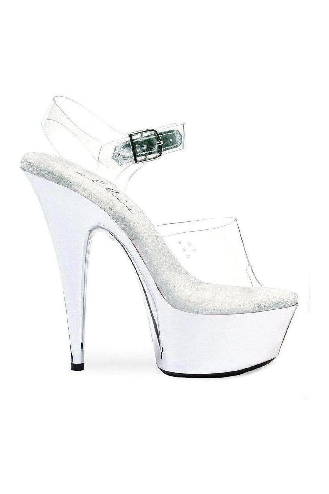Ellie Shoes 609 CHROME Platform Sandal in Clear Vinyl from SexyShoes.com