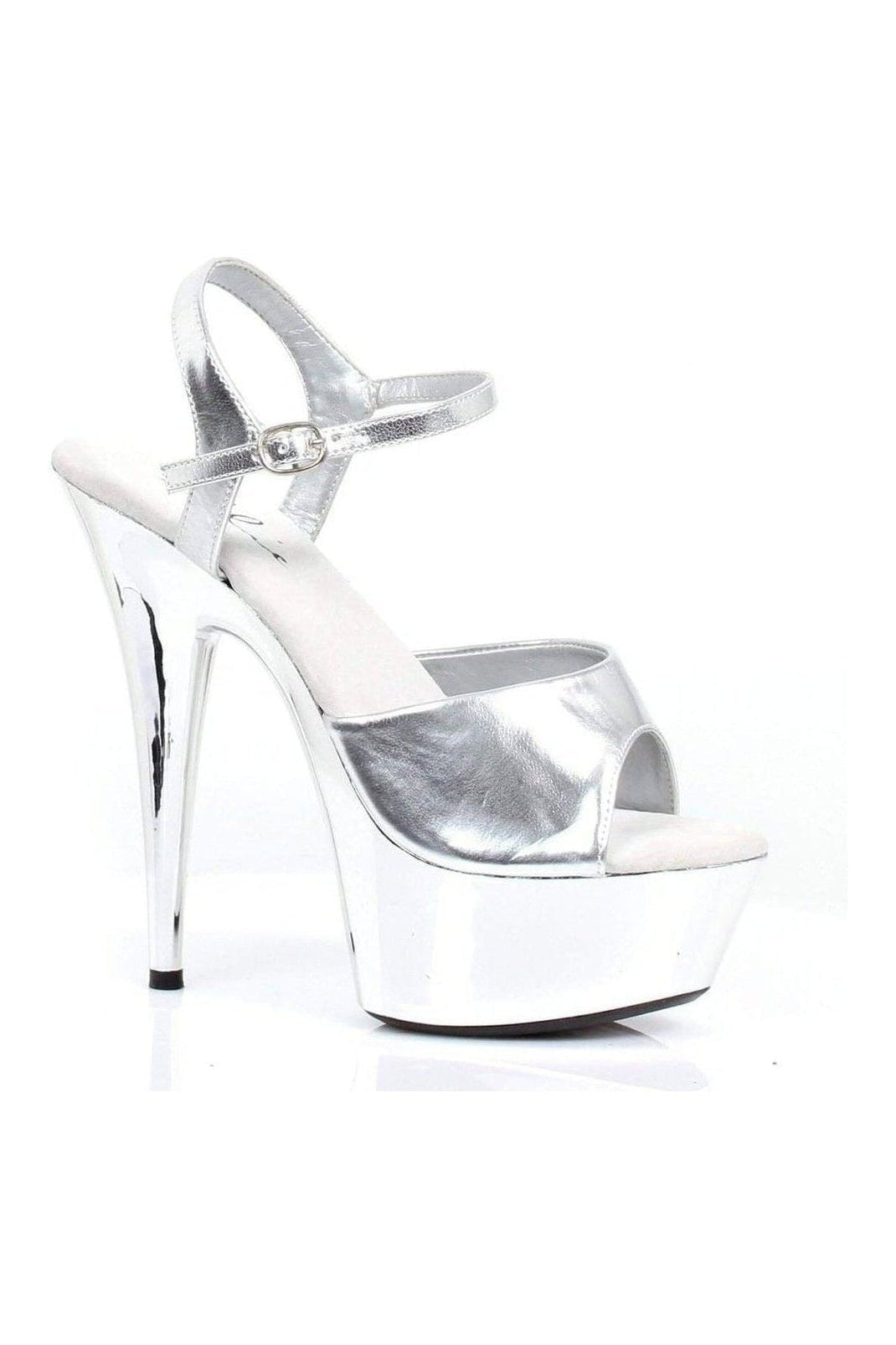 Ellie Shoes 609 CHROME Platform Sandal in Silver Faux Leather from SexyShoes.com