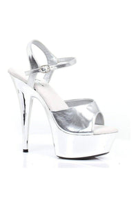 Ellie Shoes 609 CHROME Platform Sandal in Silver Faux Leather from SexyShoes.com