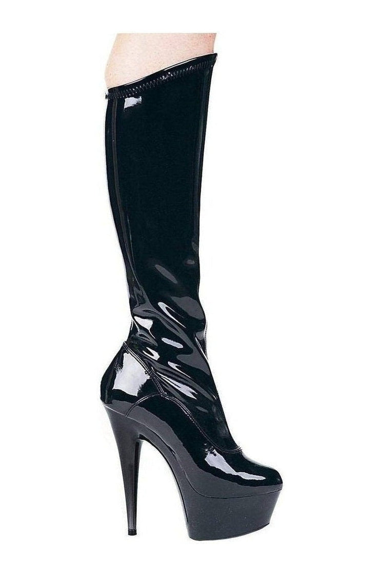 609-EMMA Platform Boot | Black Patent-Ellie Shoes-Black-Knee Boots-SEXYSHOES.COM