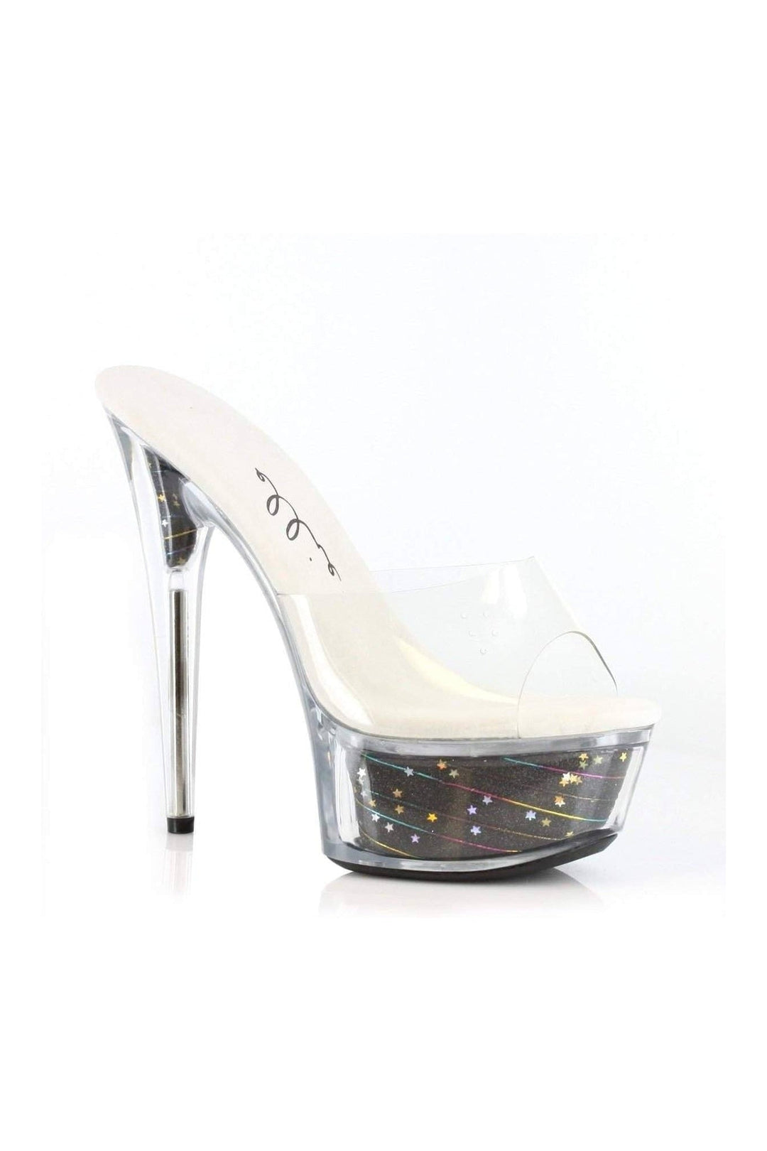 609-ESTRELLA Platform Sandal | Black Patent-Ellie Shoes-Black-Slides-SEXYSHOES.COM