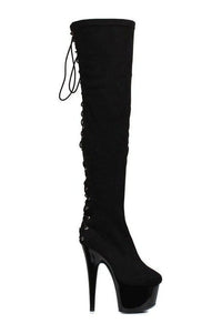 Ellie Shoes 609 FARE Thigh Boot in Black Velvet from SexyShoes.com