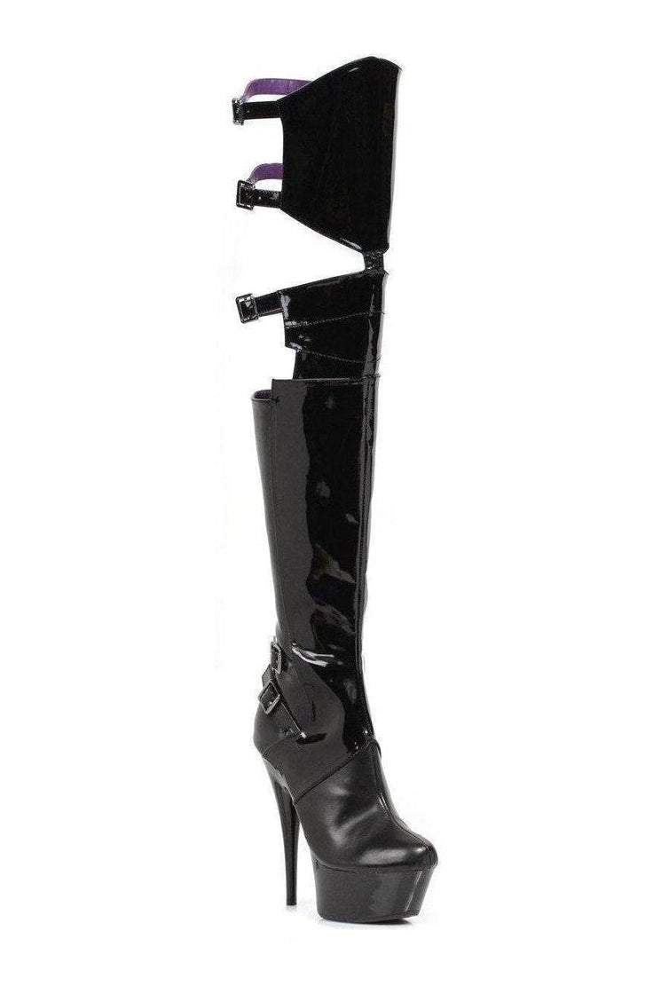609-FELICIA Platform Boot | Black Patent-Ellie Shoes-SEXYSHOES.COM