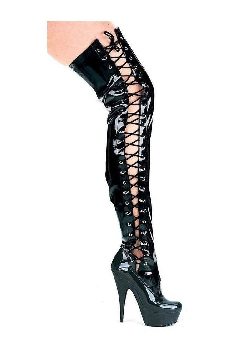 609-FEROCIOUS Thigh Boot | Black Patent-Ellie Shoes-Black-Thigh Boots-SEXYSHOES.COM