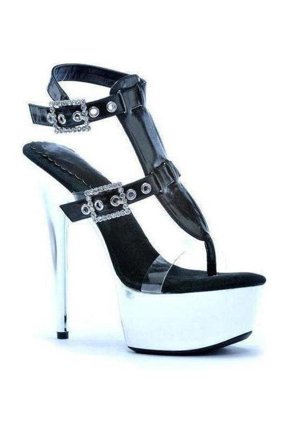 609-GENEVA Platform Sandal | Black Patent-Ellie Shoes-Black-Sandals-SEXYSHOES.COM