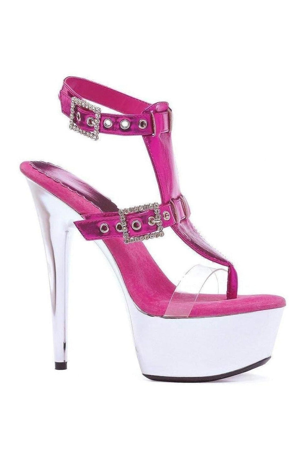 609-GENEVA Platform Sandal | Fuchsia Patent-Ellie Shoes-Fuchsia-Sandals-SEXYSHOES.COM