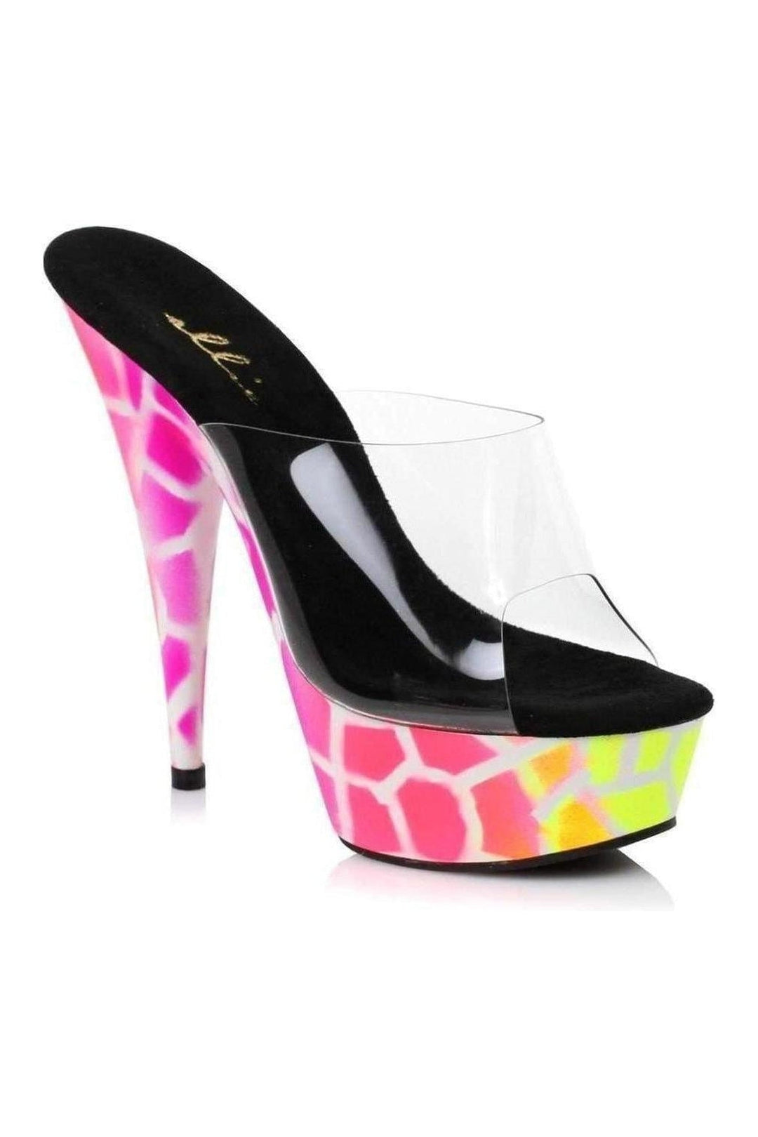 Ellie Shoes 609 GIRAFFE Platform Slide in Multi Vinyl from SexyShoes.com