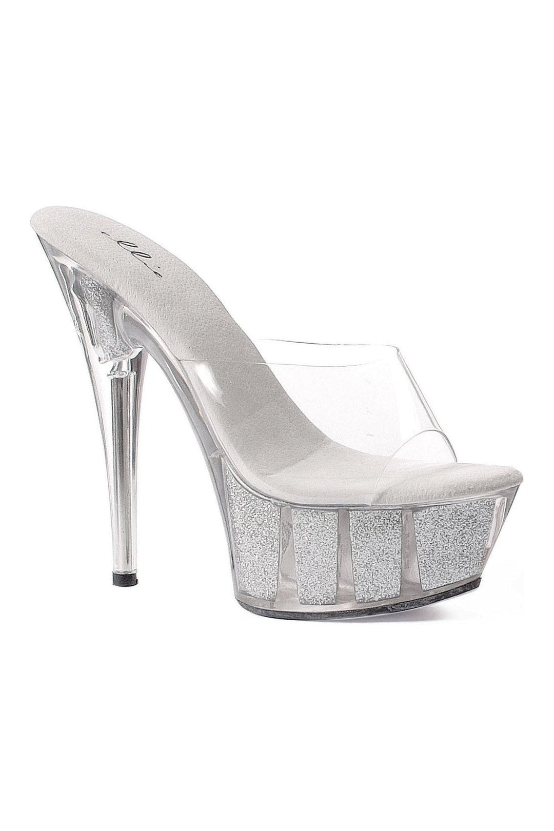 609-GLITTER Stripper Slide | Clear Vinyl-Ellie Shoes-SEXYSHOES.COM