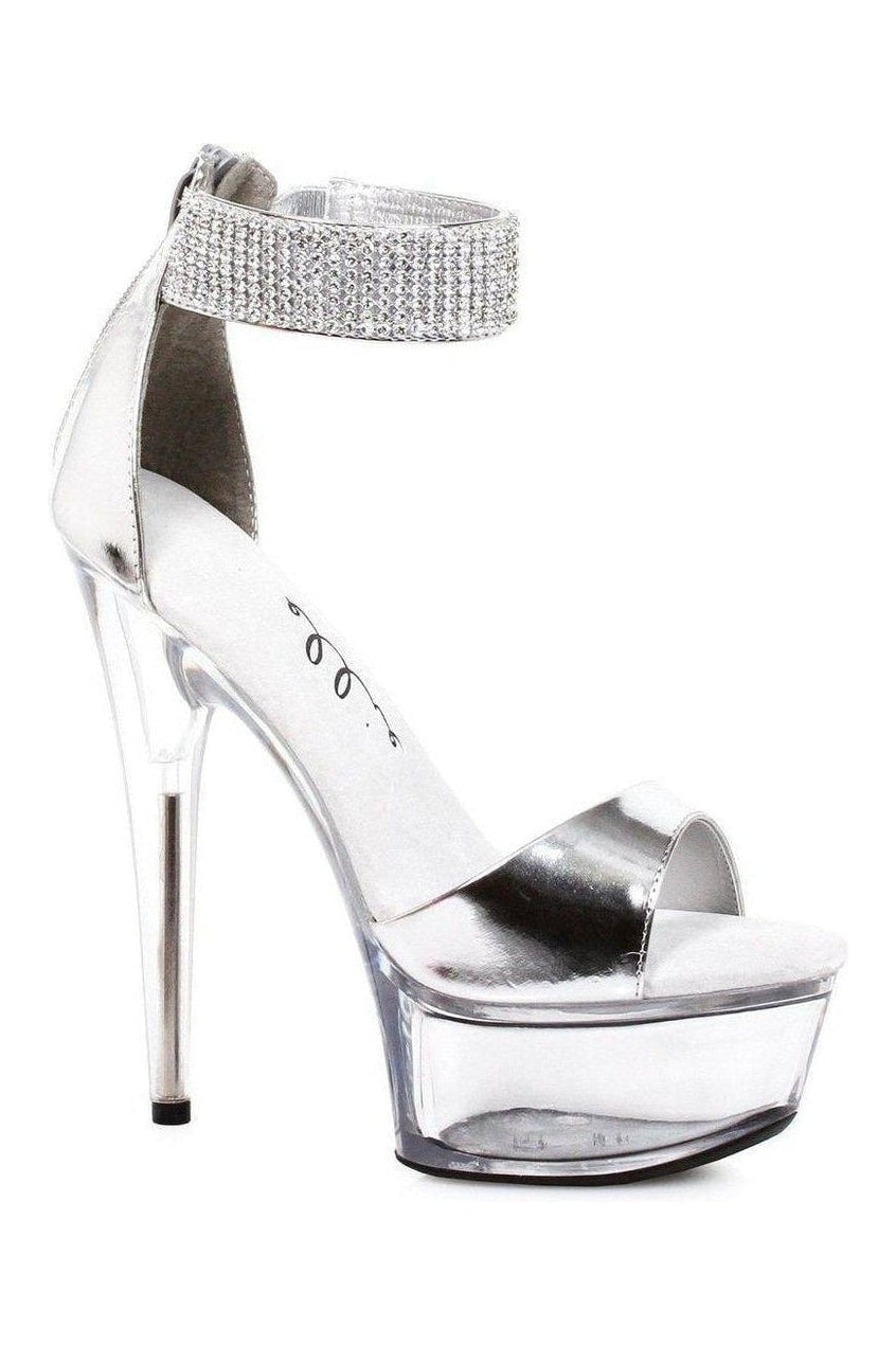 Ellie Shoes 609 HAVEN Platform Sandal in Silver Faux Leather from SexyShoes.com