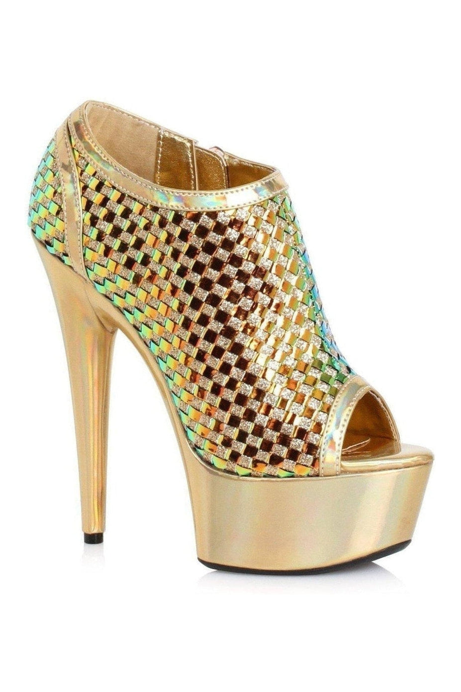 609-JACLYN Stripper Bootie | Gold Faux Leather-Ellie Shoes-SEXYSHOES.COM