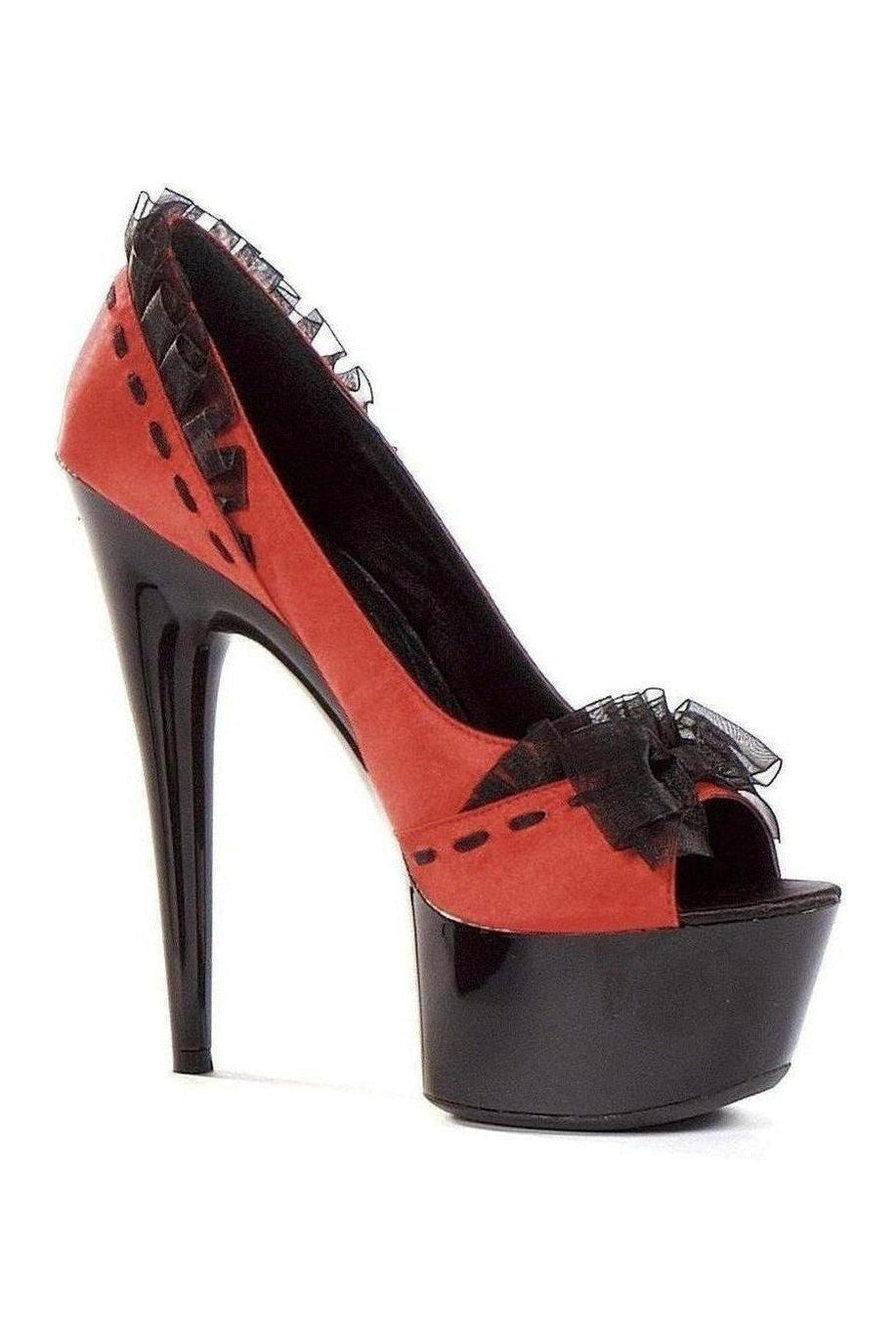 609-JEZEBEL Platform Pump | RED Genuine Satin-Ellie Shoes-RED-Pumps-SEXYSHOES.COM
