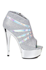 609-KIKI Platform Pump  | Silver Faux Leather