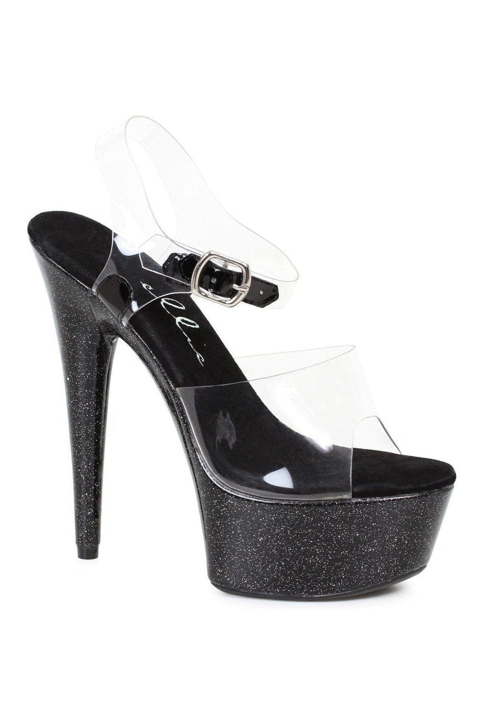 Ellie Shoes 609 KNOX Stripper Sandal in Black Glitter from SexyShoes.com