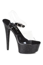 609-KNOX Stripper Sandal | Black Glitter