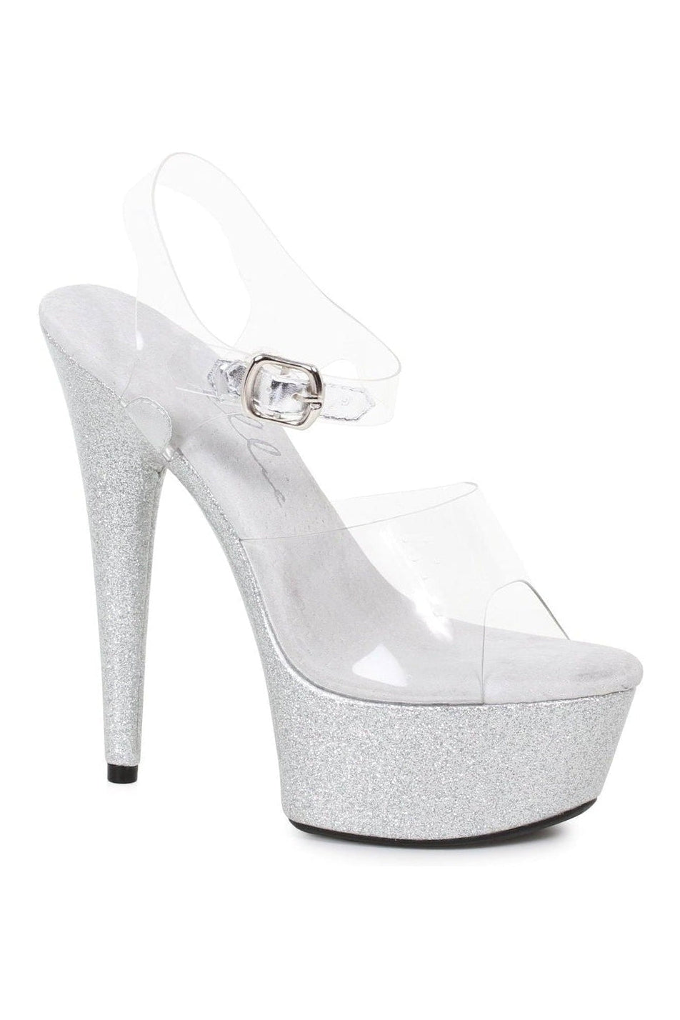 Ellie Shoes 609 KNOX Stripper Sandal in Silver Glitter from SexyShoes.com