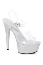 609-KNOX Stripper Sandal | Silver Glitter