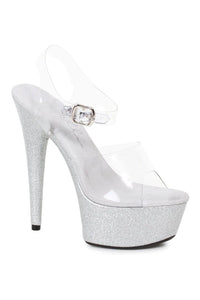 Ellie Shoes 609 KNOX Stripper Sandal in Silver Glitter from SexyShoes.com