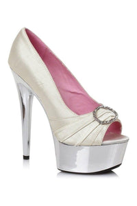 Ellie Shoes 609 LAUREN Platform Pump in Nude Satin from SexyShoes.com