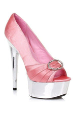 609-LAUREN Platform Pump  | Pink Genuine Satin