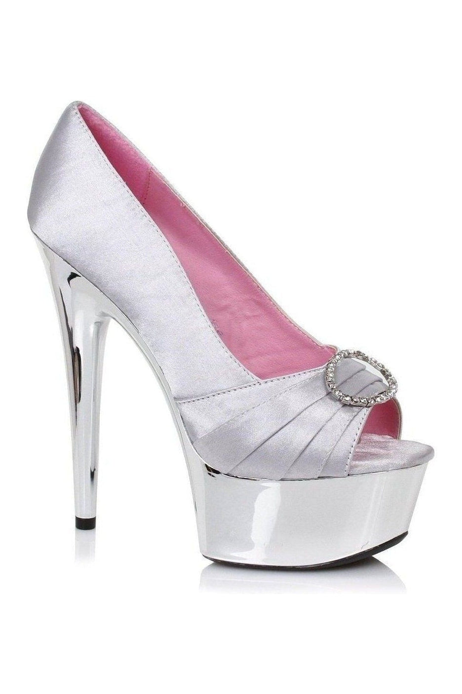 Ellie Shoes 609 LAUREN Platform Pump in Silver Faux Leather from SexyShoes.com