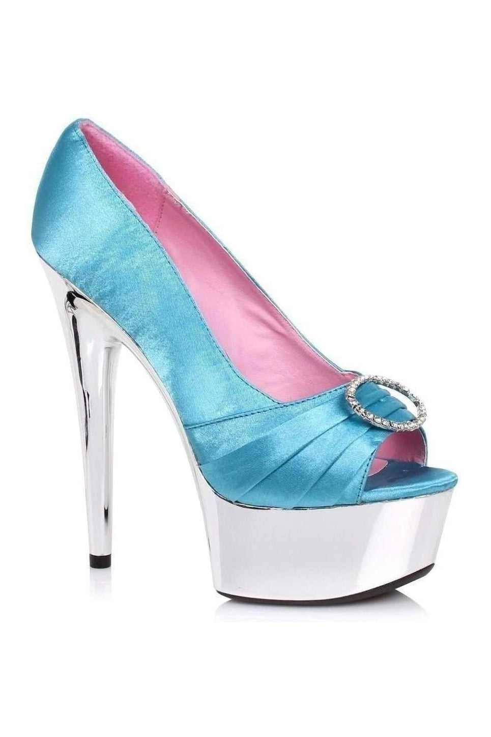 Ellie Shoes 609 LAUREN Platform Pump in Teal Satin from SexyShoes.com