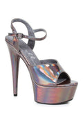 609-LOLA Platform Sandal  | Pewter Faux Leather