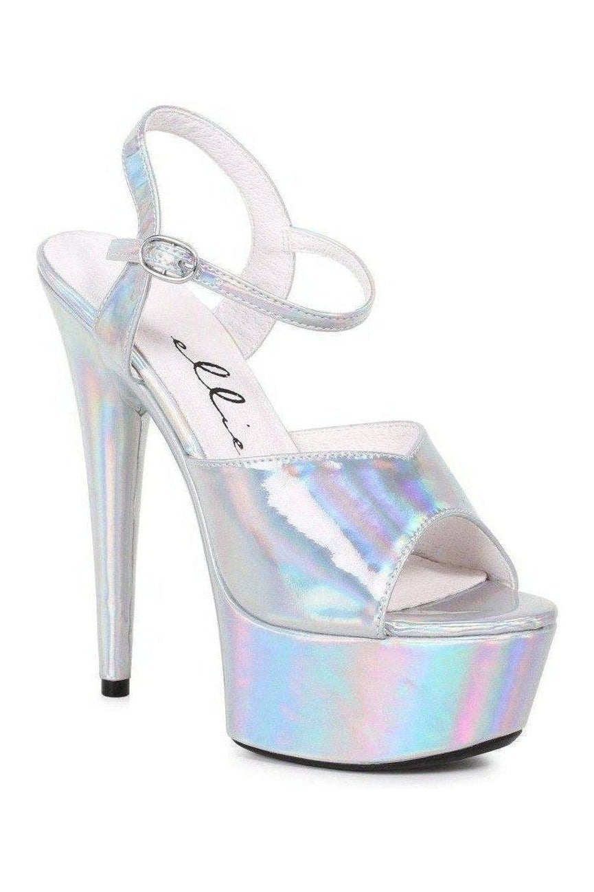 609-LOLA Platform Sandal | Silver Faux Leather-Ellie Shoes-SEXYSHOES.COM