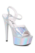 609-LOLA Platform Sandal  | Silver Faux Leather