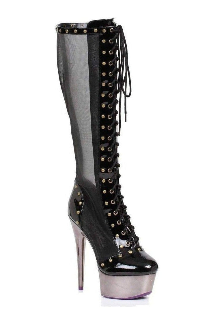 609-MARISOL Platform Boot | Black Patent-Ellie Shoes-Black-Knee Boots-SEXYSHOES.COM