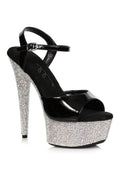 609-MAXINE Stripper Sandal | Black Patent