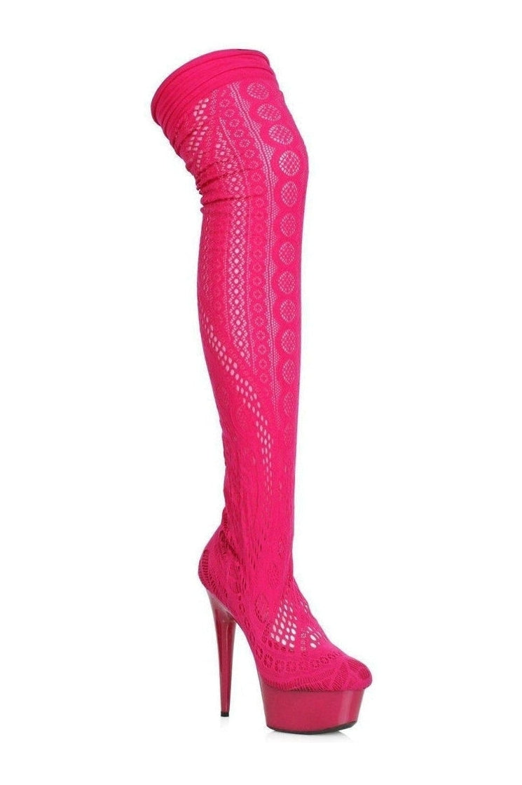 609-MEI Stripper Boot Stocking | Fuchsia Fabric-Ellie Shoes-SEXYSHOES.COM