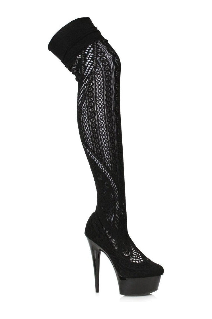 609-MEI Stripper Thigh Boot | Black Fabric-Ellie Shoes-SEXYSHOES.COM