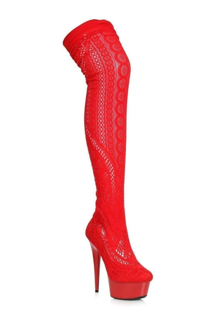 Ellie Shoes 609 MEI Stripper Thigh Boot in Red Fabric from SexyShoes.com