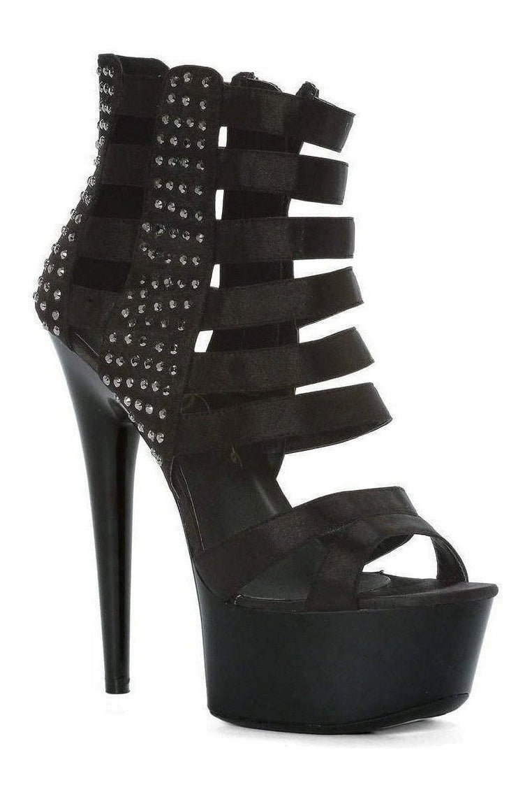 Ellie Shoes 609 NOIR Platform Sandal in Black Satin from SexyShoes.com