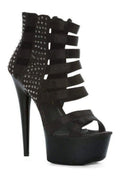 609-NOIR Platform Sandal  | Black Genuine Satin